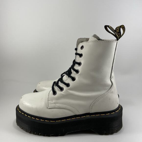Dr Martens Doc Jadon Platform Quad Boots Womens Size 6 White Leather 8-Eye - Picture 4 of 11